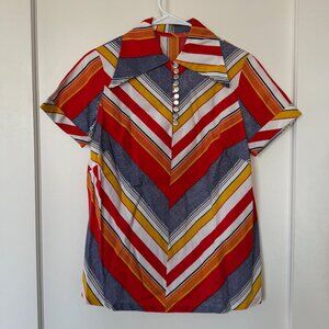 Vintage 1970s Striped Collared Blouse